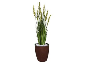 Planta Árvore Artificial Grass com Grão 90 cm Kit + Vaso S. Marrom 30 cm